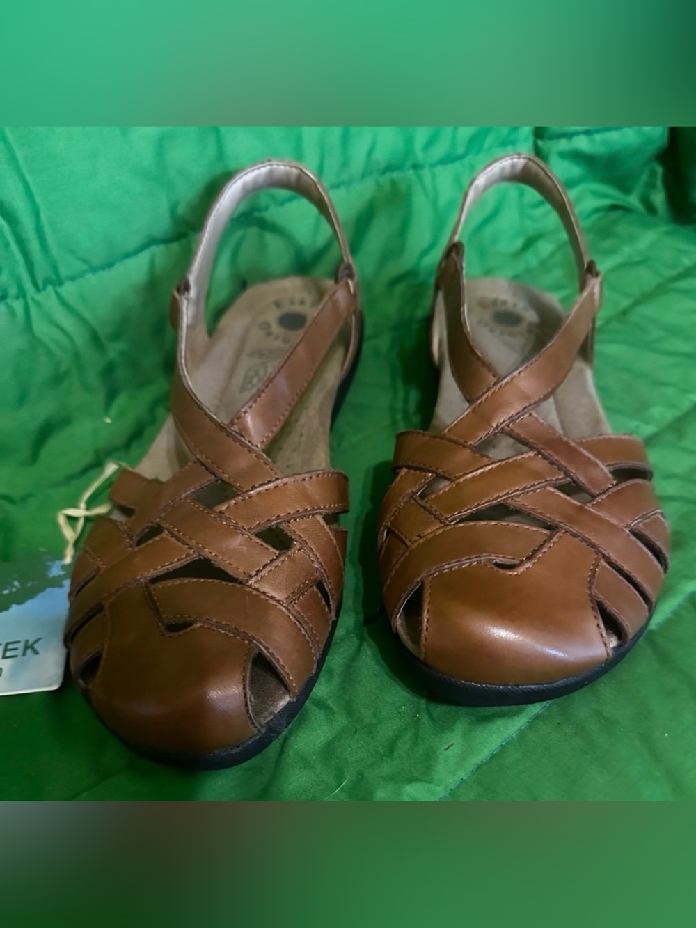 #S Earth Origins Tan Brown Woven Slingback Sandals Sz 9 - Picture 2 of 6
